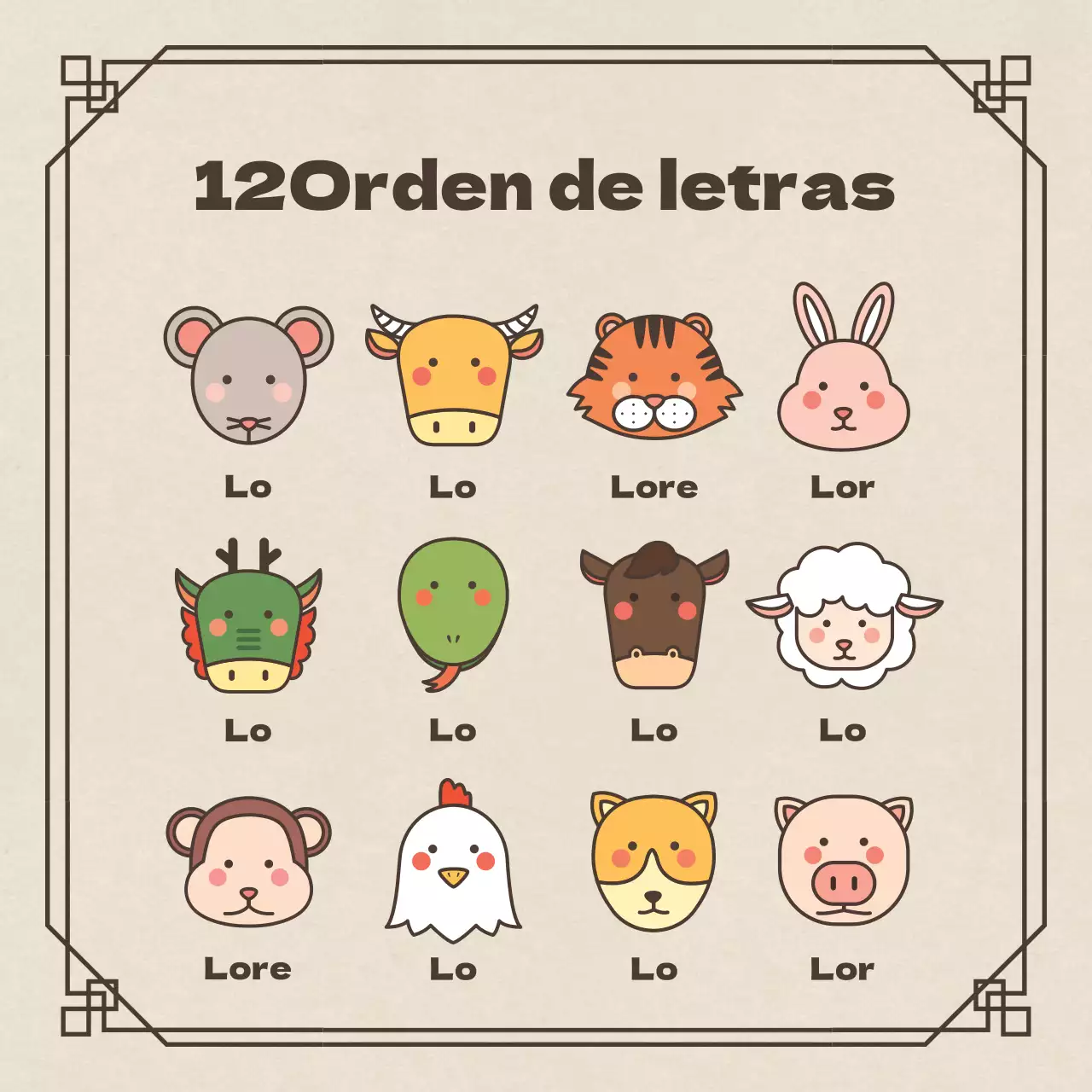 Información tradicional del horóscopo en marrón y beige