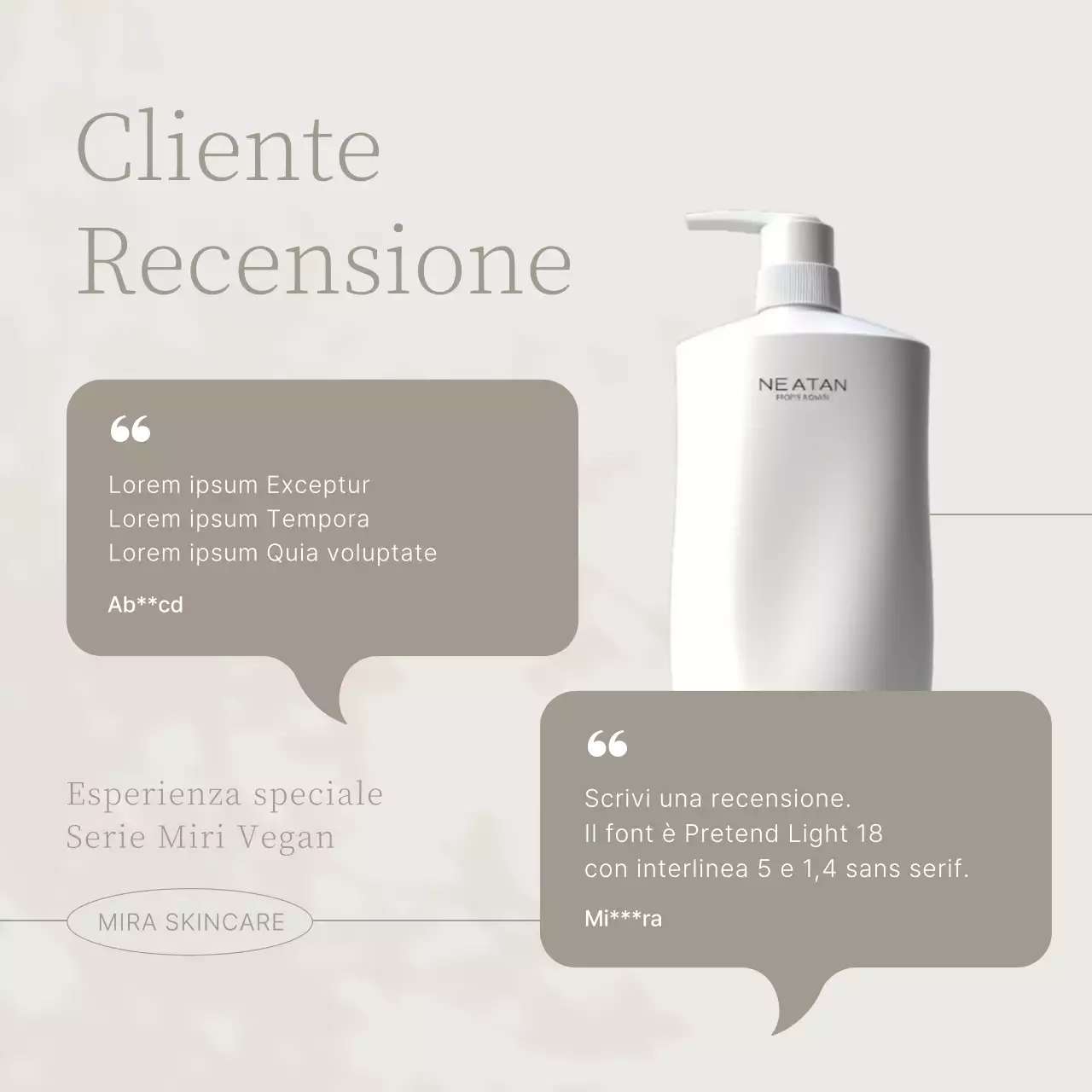 Promuovere una semplice cura cosmetica della pelle in beige