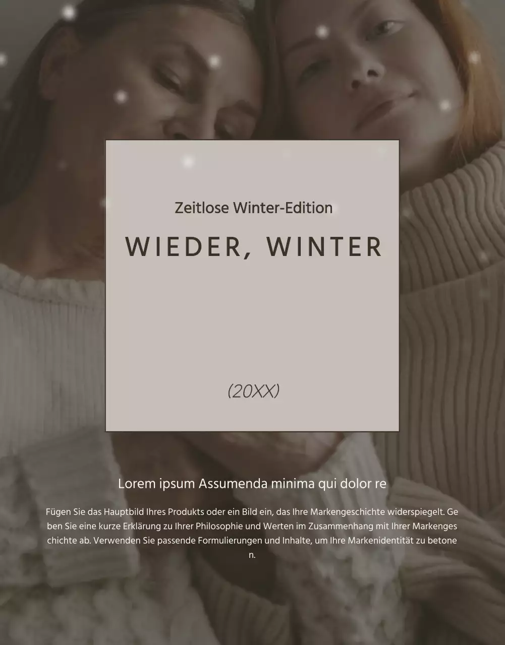 Moderne Winterstrickanzeige in Beige und Braun