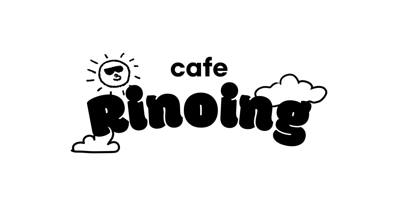 A cafe with a cute line illustration concept