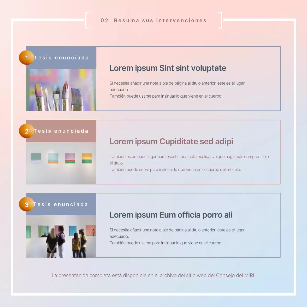 Un sencillo informe de resultados de reunión en rosa y azul claro