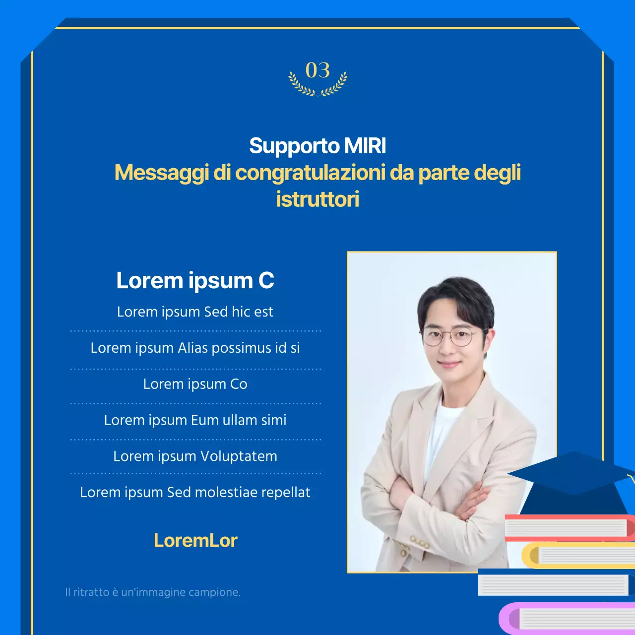 Un post di completamento kitsch blu e giallo