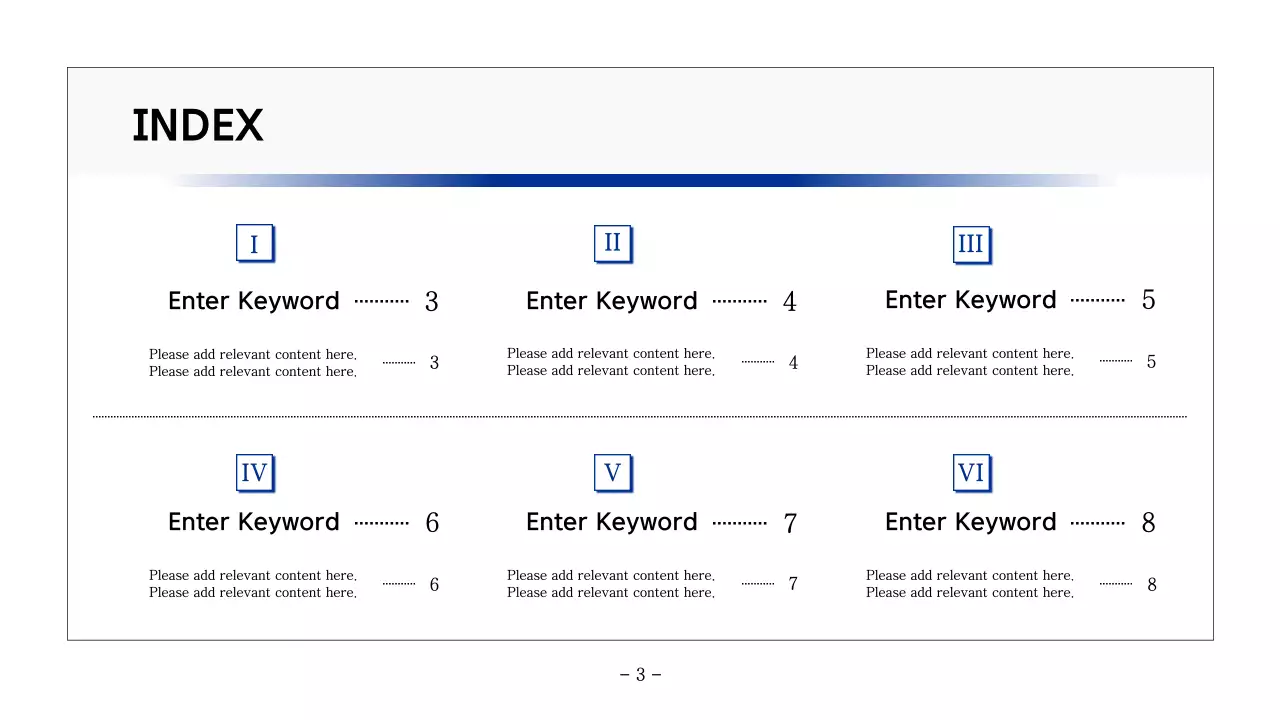 Basic printable report in navy blue and gray