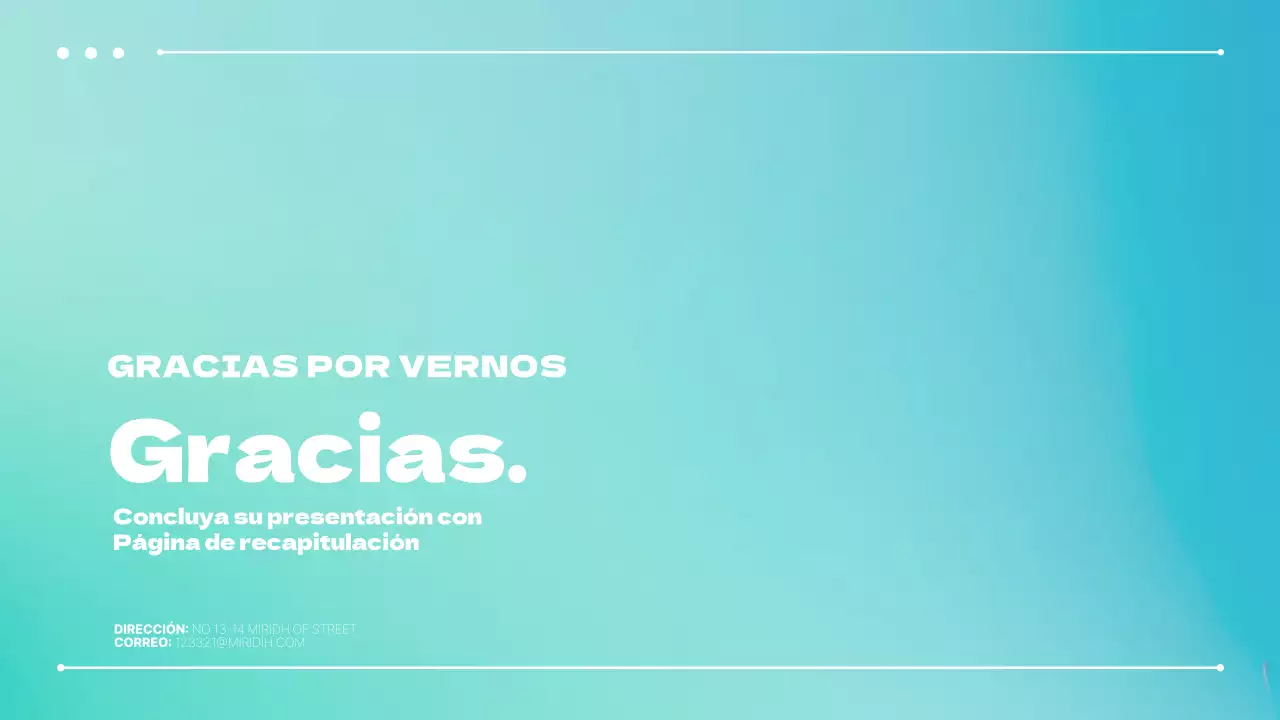 Una sencilla presentación comercial en azul y menta