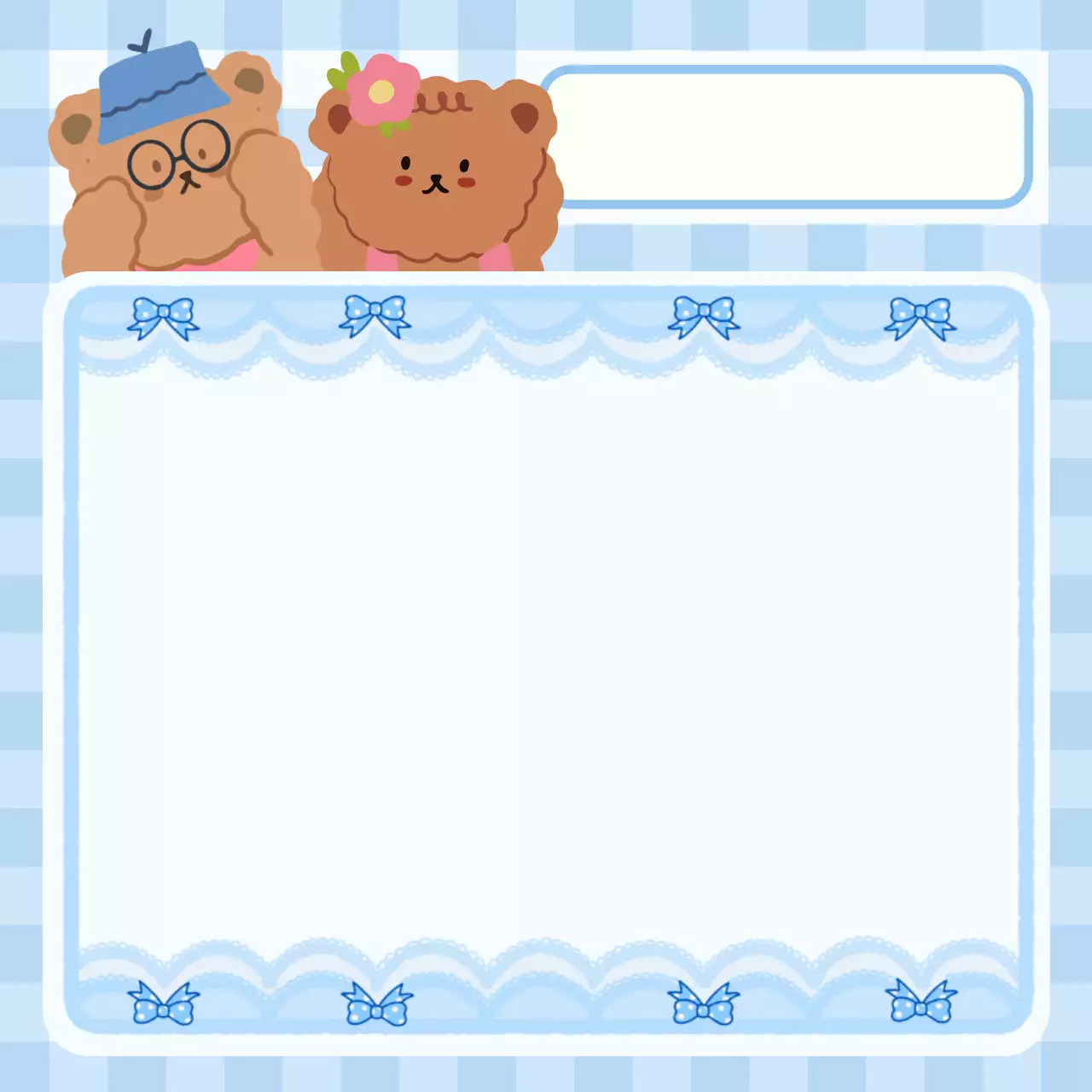 Blue Cute Teddy Bears Invitation Social Media Post