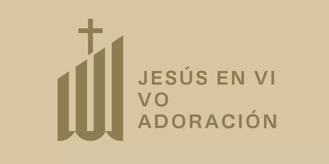 Logotipo tipográfico religioso con ilustración sencilla de un edificio