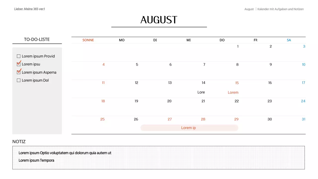 Ein trendiger GoodNote-Kalender in Weiß und Grau