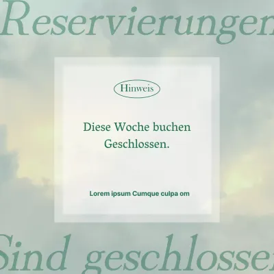 Eine lindgrüne, minimalistische Ankündigung des Buchungsabschlusses