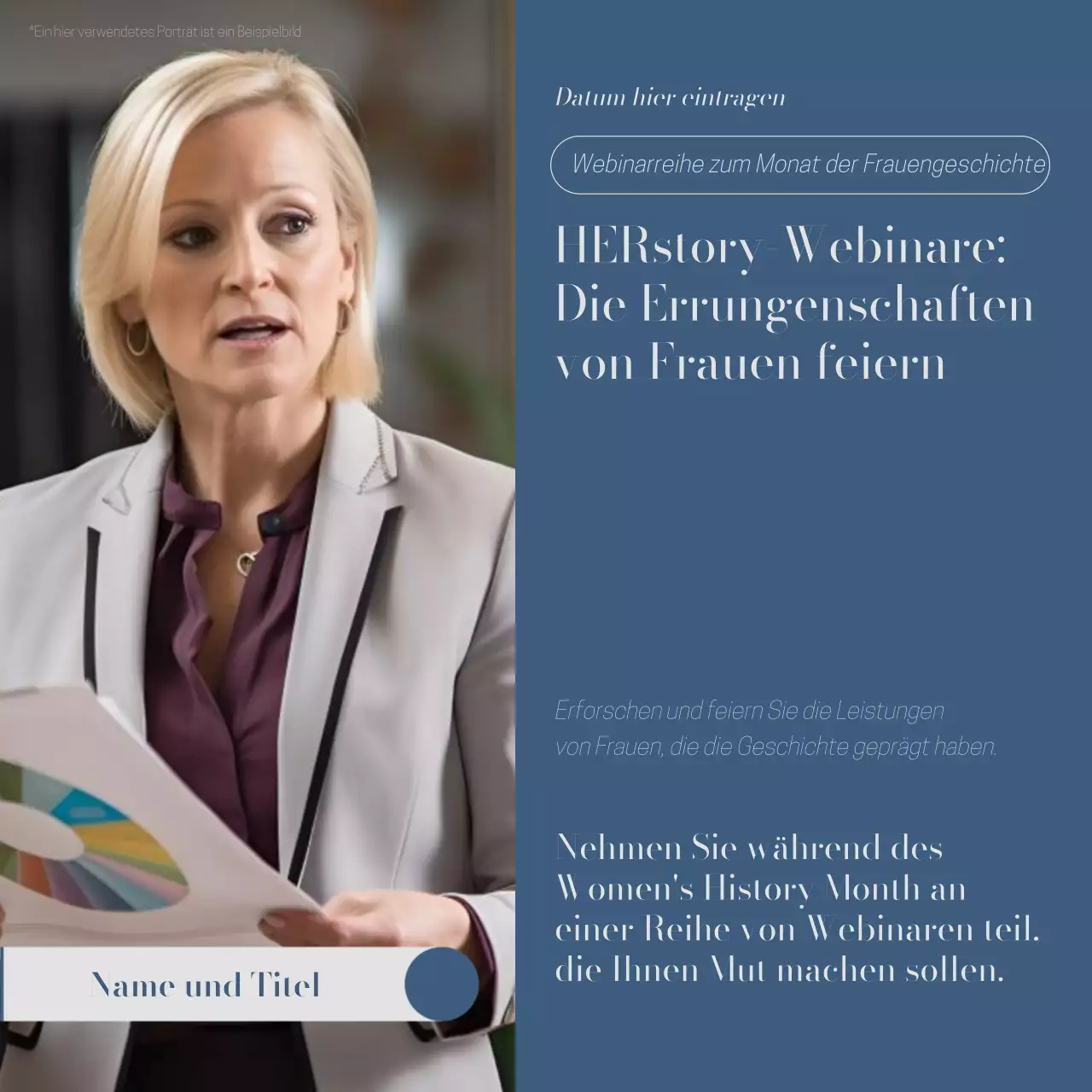 Blue and White Simple Women's Day Seminar Werbung