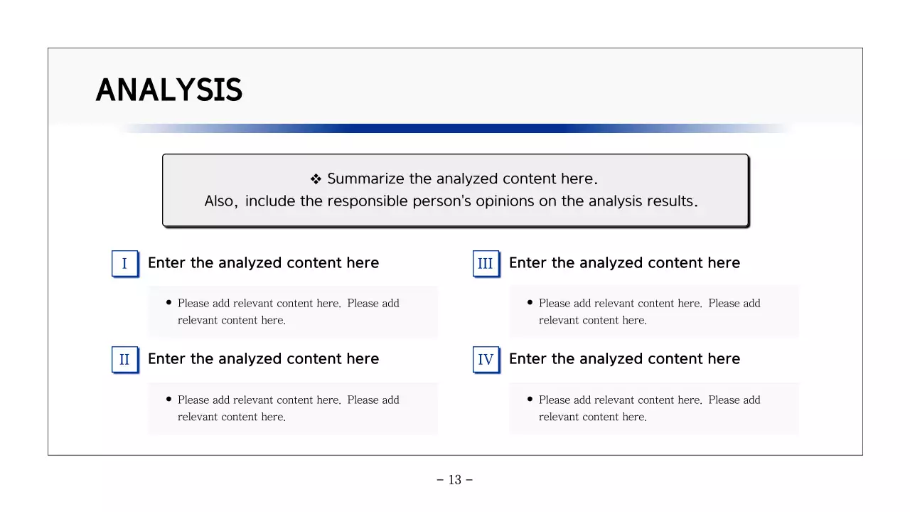 Basic printable report in navy blue and gray