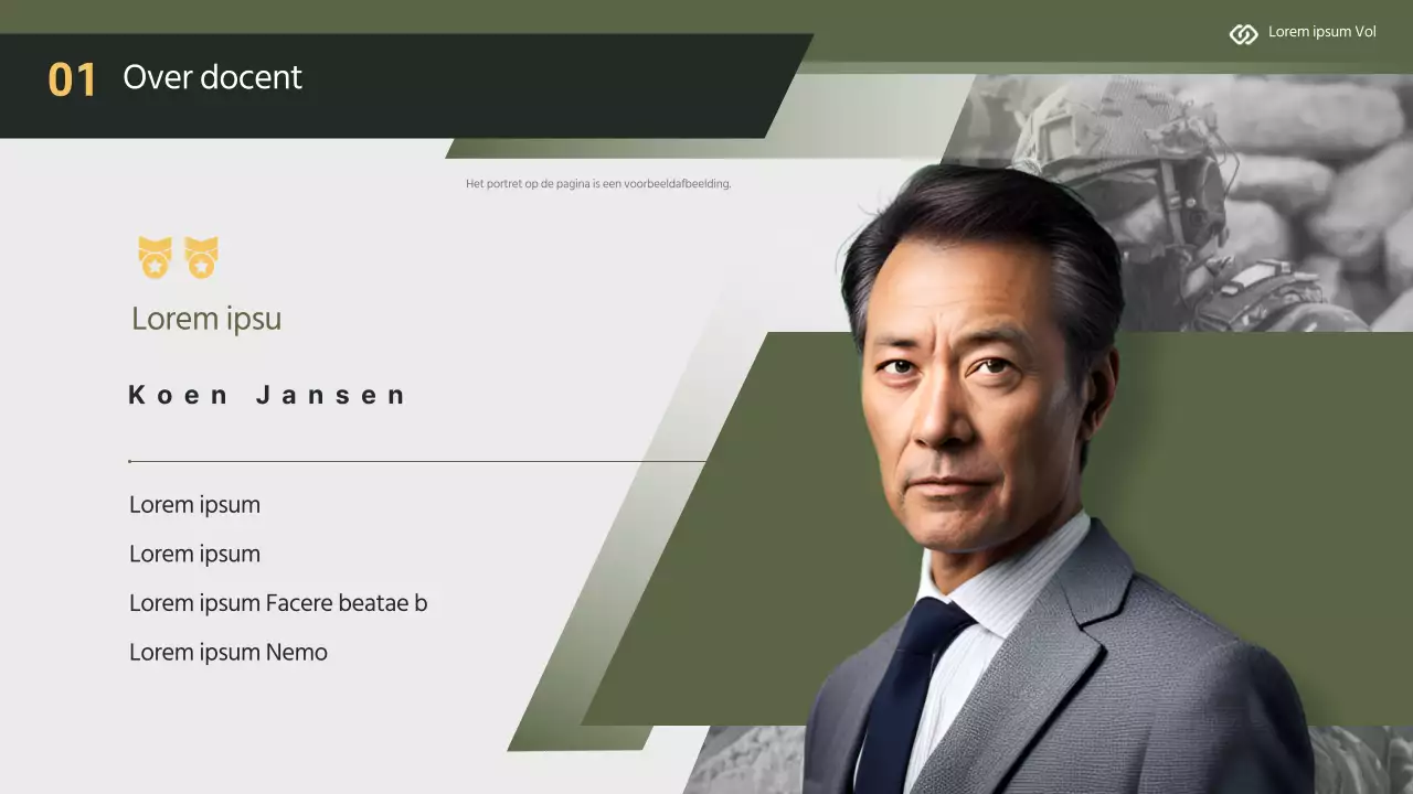 Modern trainingsmateriaal voor civiele bescherming in geel en kaki