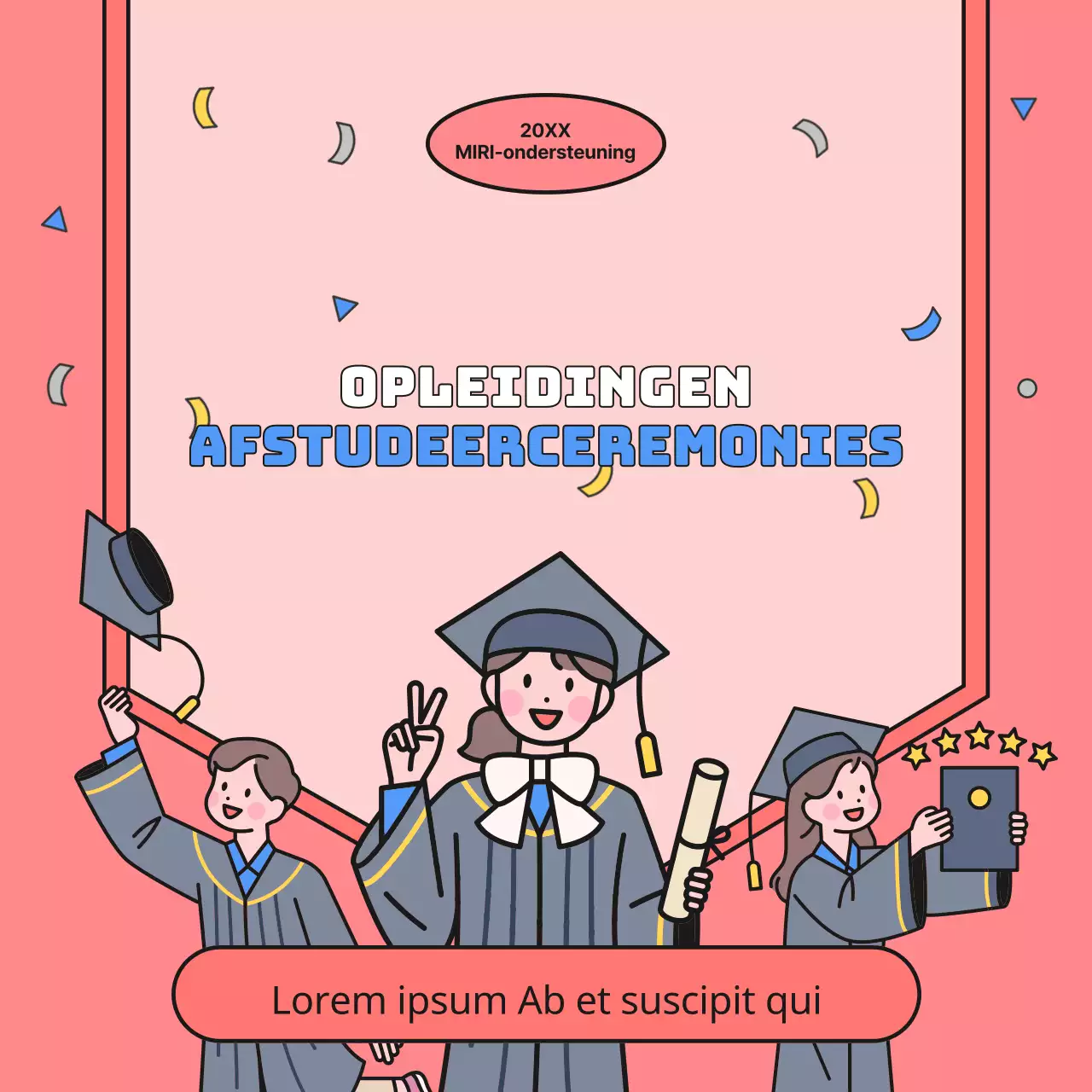 De voltooiing van het programma vieren in rood en blauw