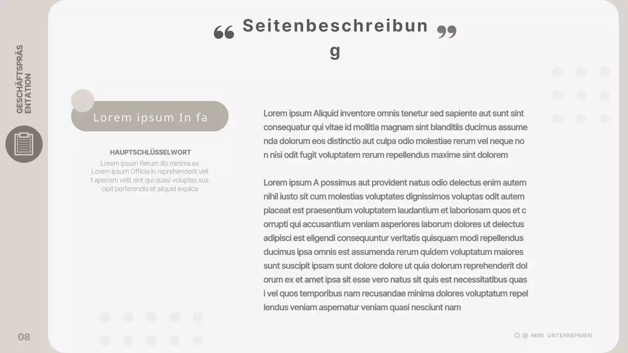Eine einfache, beigefarbene Geschäftspräsentation