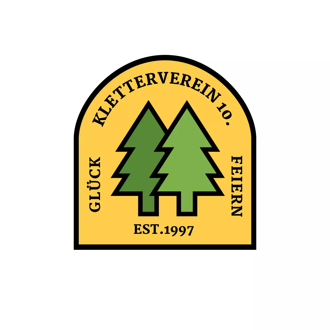 Ein einfaches Konzept Camping Club mit einem Baum Illustration und gewölbten Logo