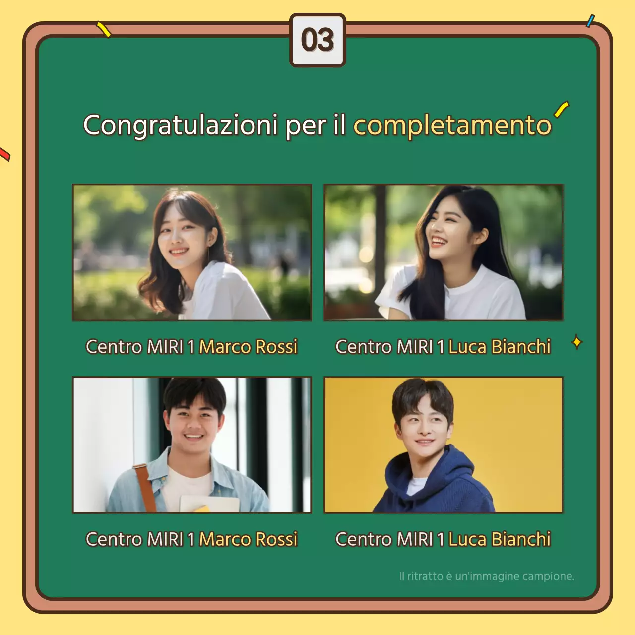 Un bel post di laurea giallo e verde