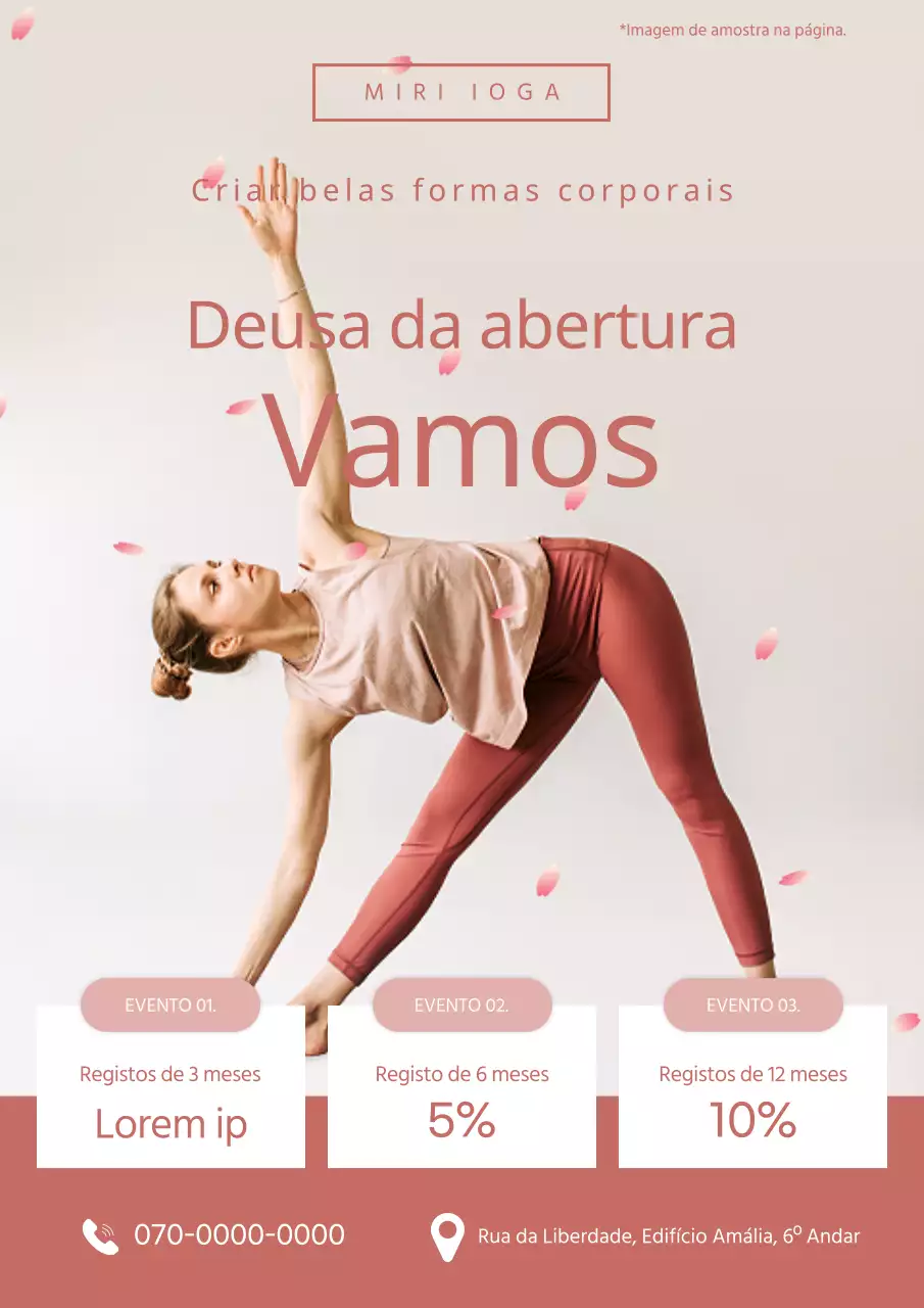 Um anúncio de ioga simples em rosa e bege