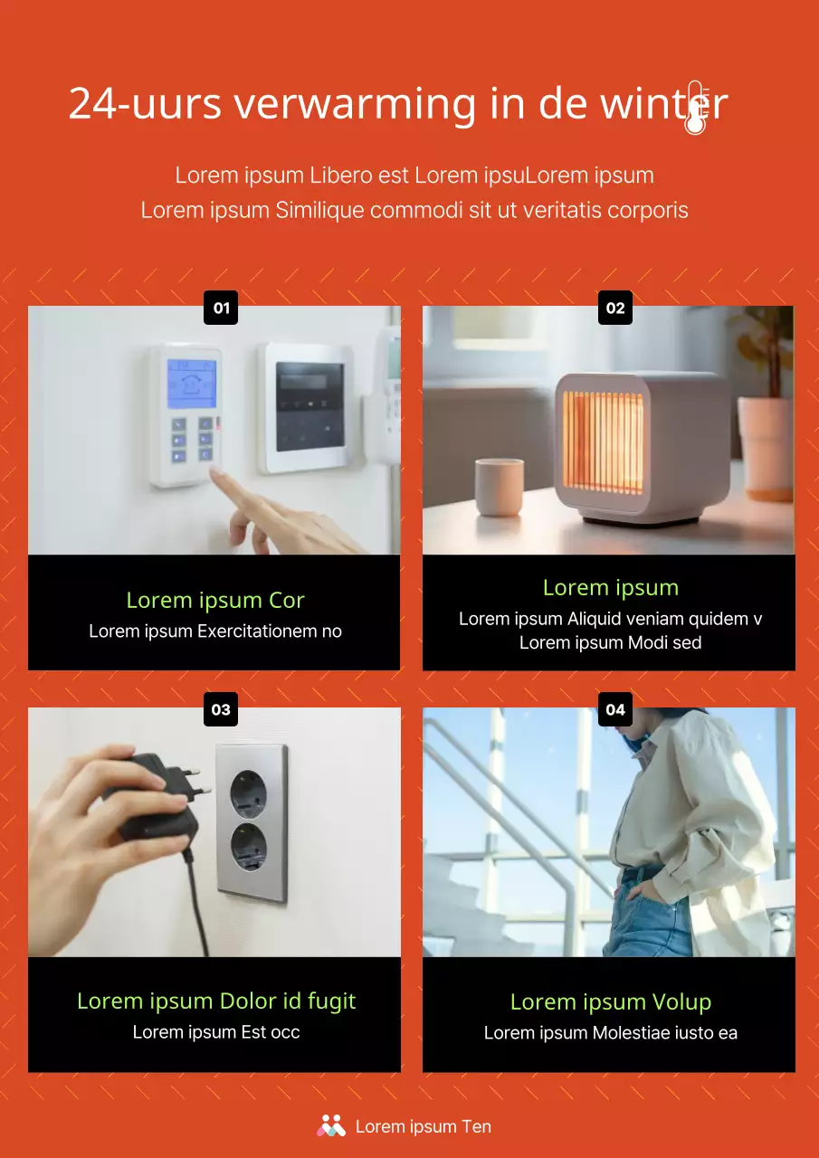 Een modern verwarmingsbericht in oranje