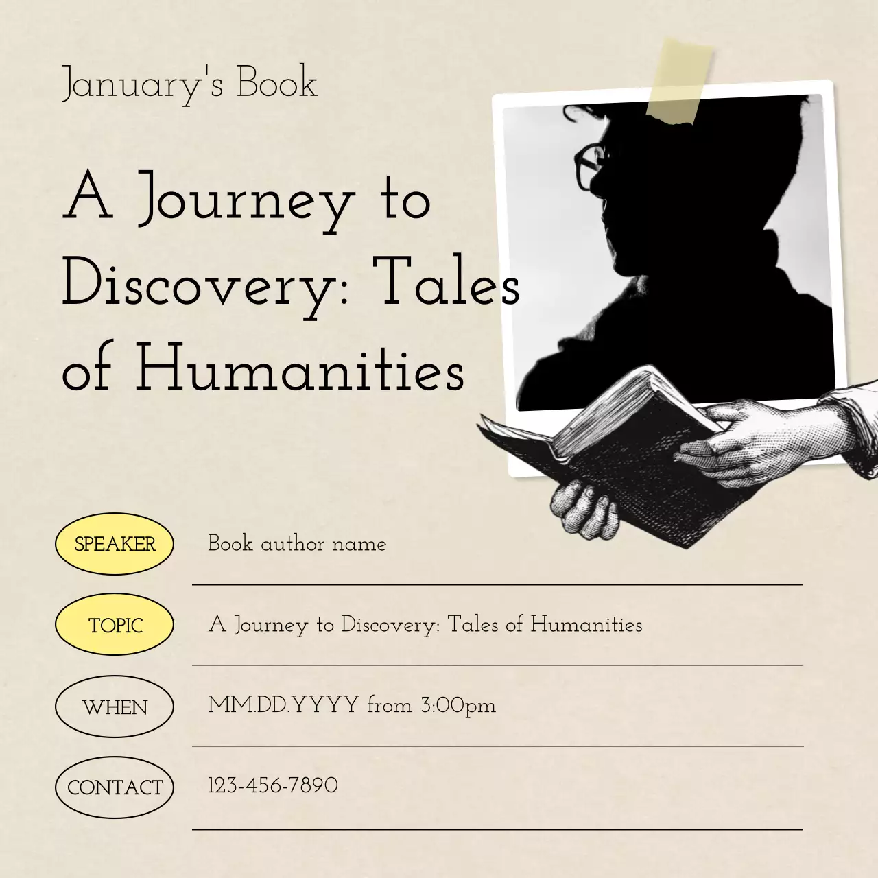 Beige Classic Book Event Announcement Instagram Post