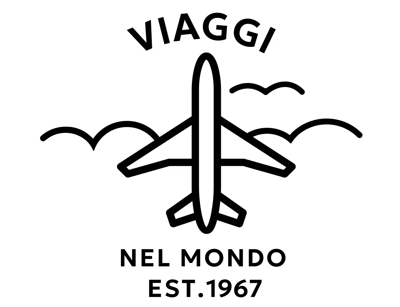 Un concetto semplice di agenzia di viaggi con l'illustrazione di un aeroplano