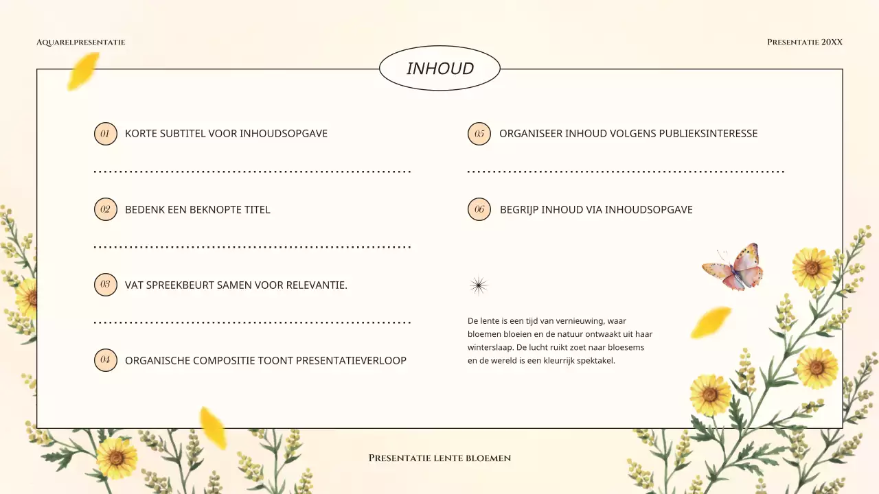 Klassieke lentebloemenpresentatie in geel en groen