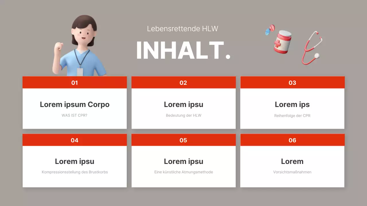 Einfache rote und braune CPR-Schulungsmaterialien