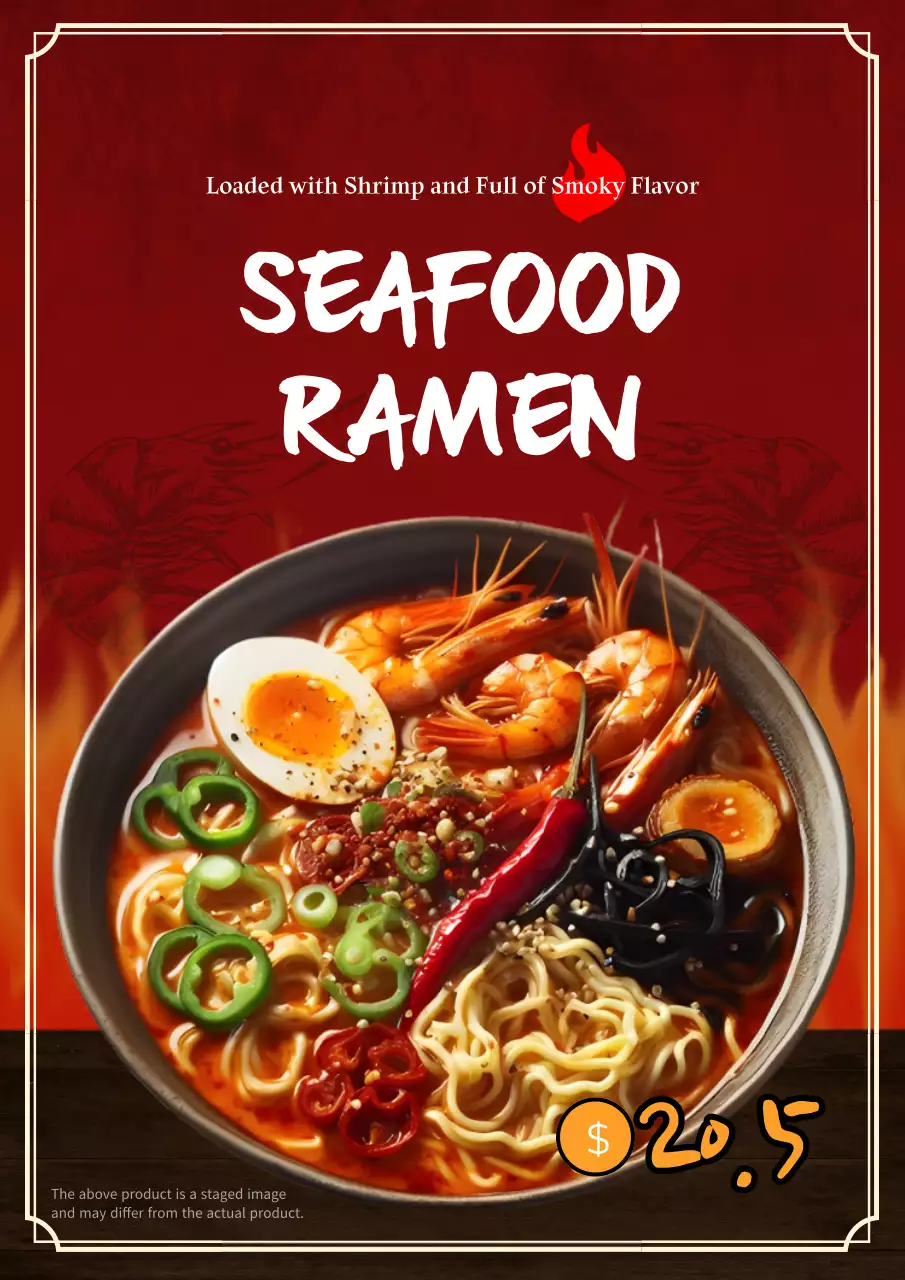 붉은 전통 해산물 홍보 포스터