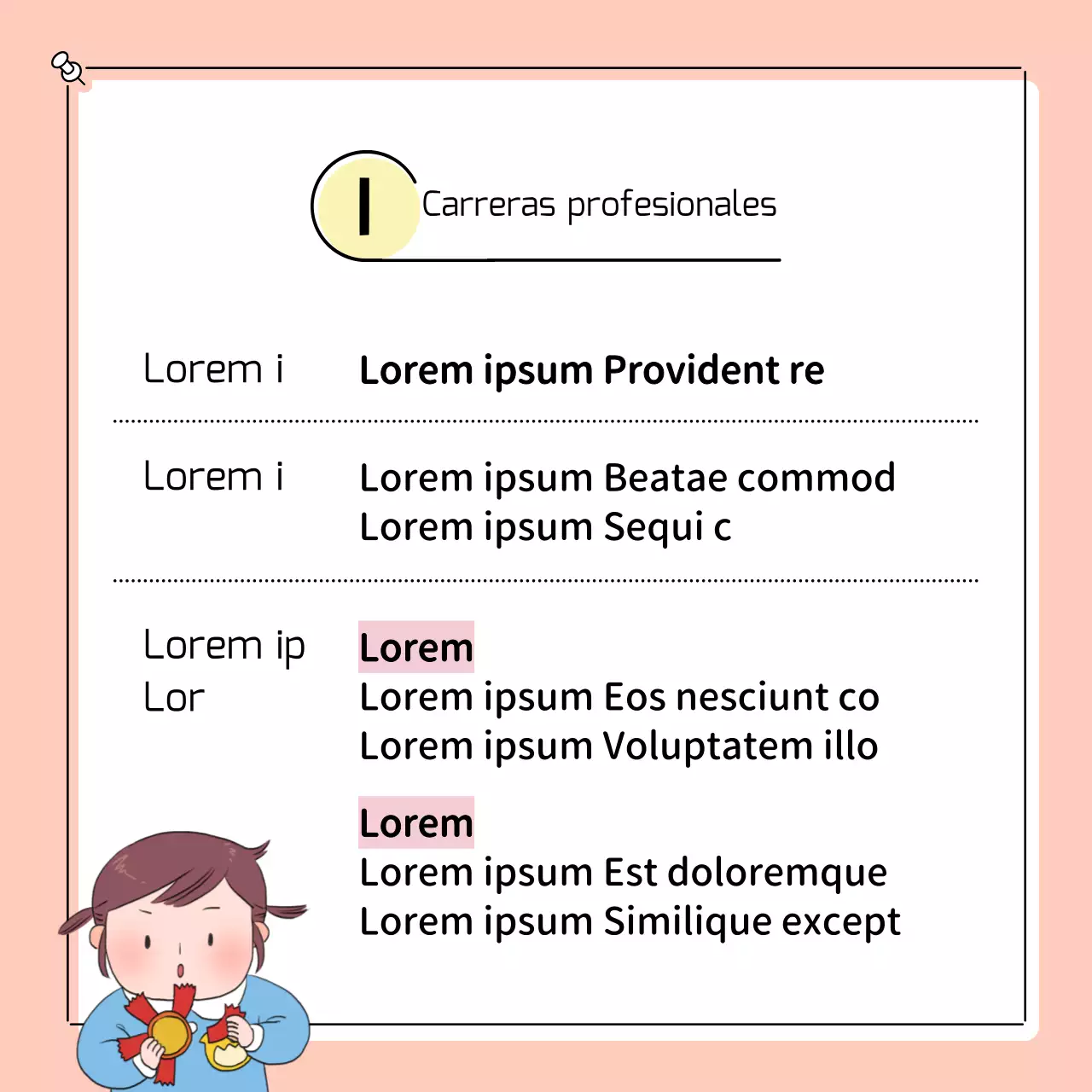 Simpáticos anuncios preescolares en amarillo y rosa