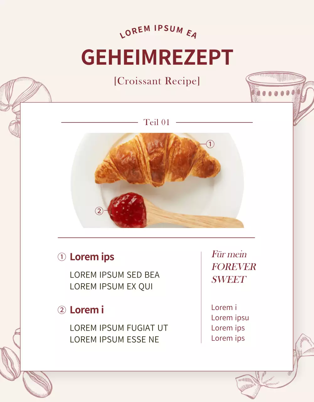 Werben Sie für eine moderne Bäckereiveranstaltung in Schwarz und Beige