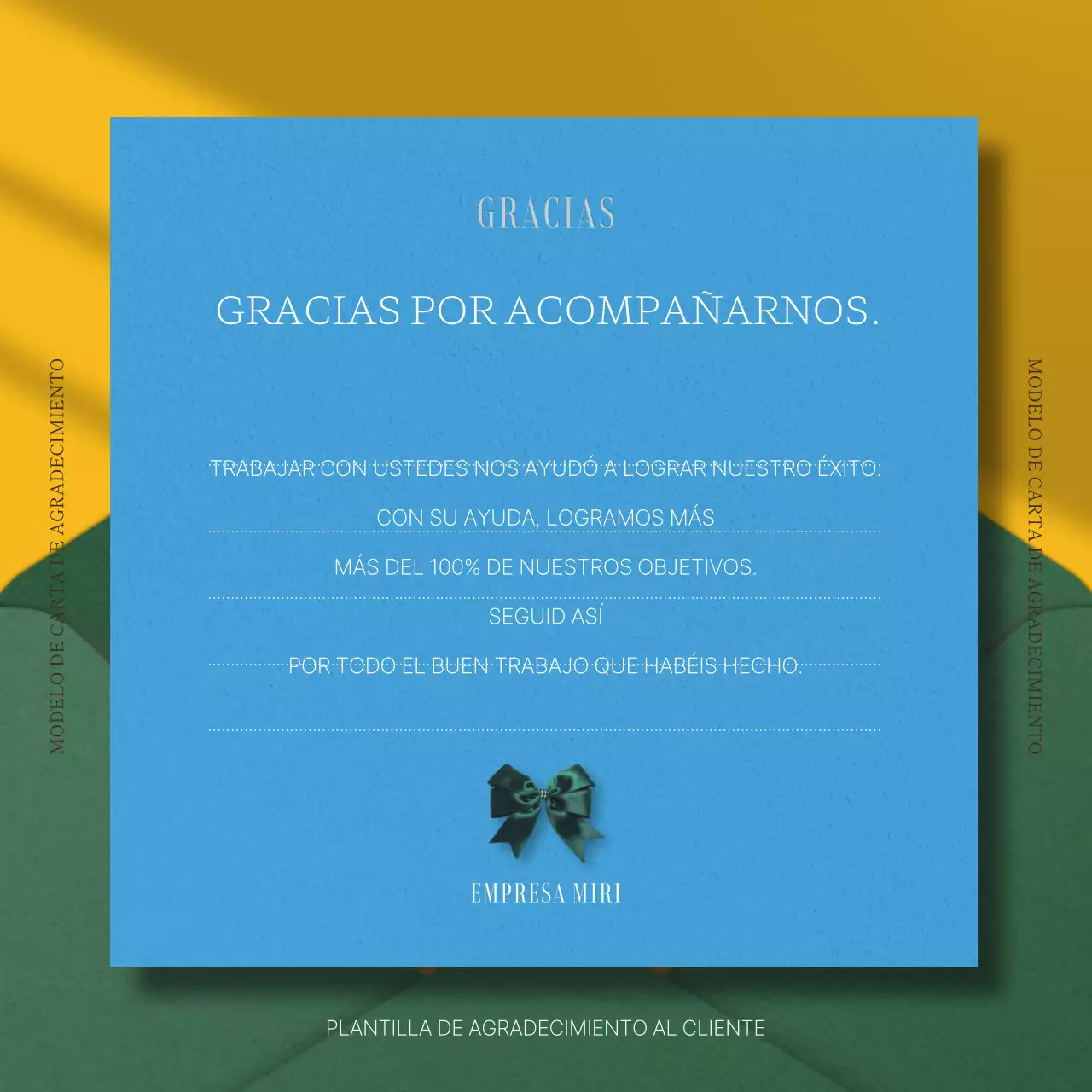 Papelería de agradecimiento moderna en azul y amarillo