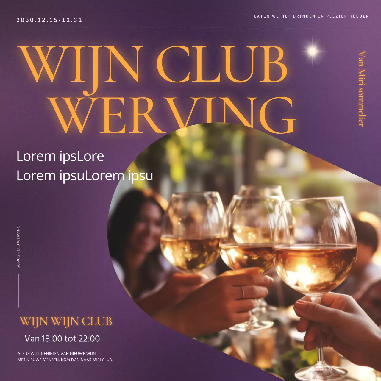 Een luxe uitnodiging voor een wijnfeest in paars