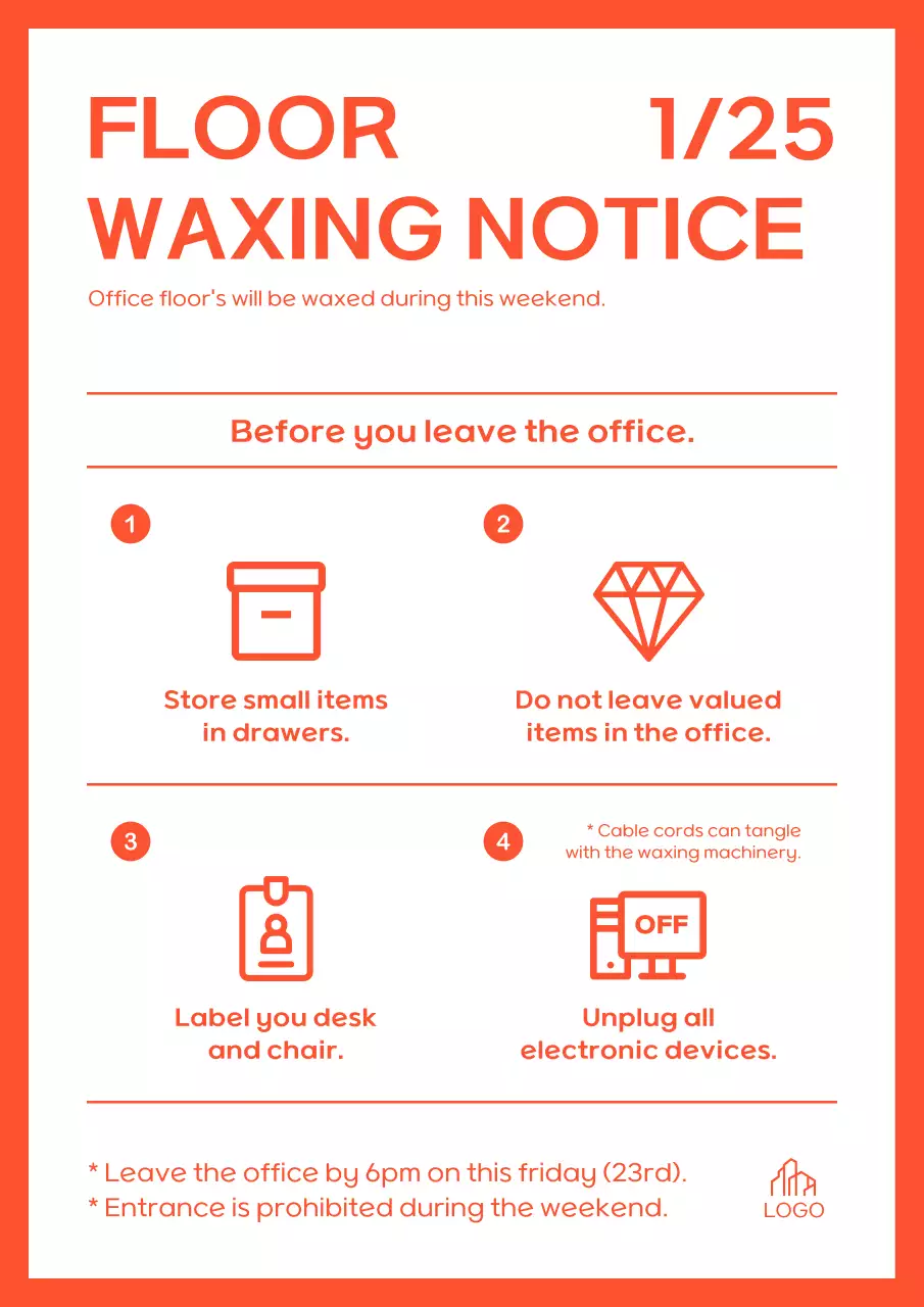 Orange Simple Office Notice