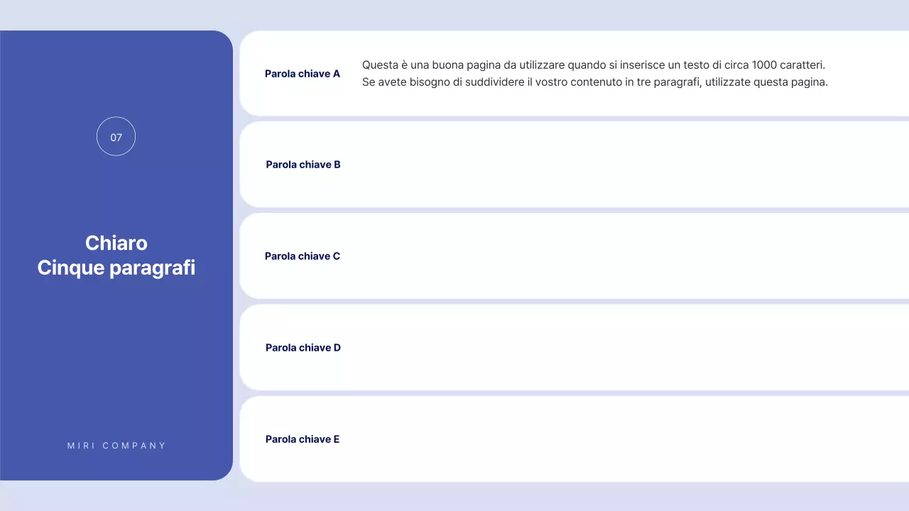 Testo semplice in blu per una relazione su cui si può scrivere molto