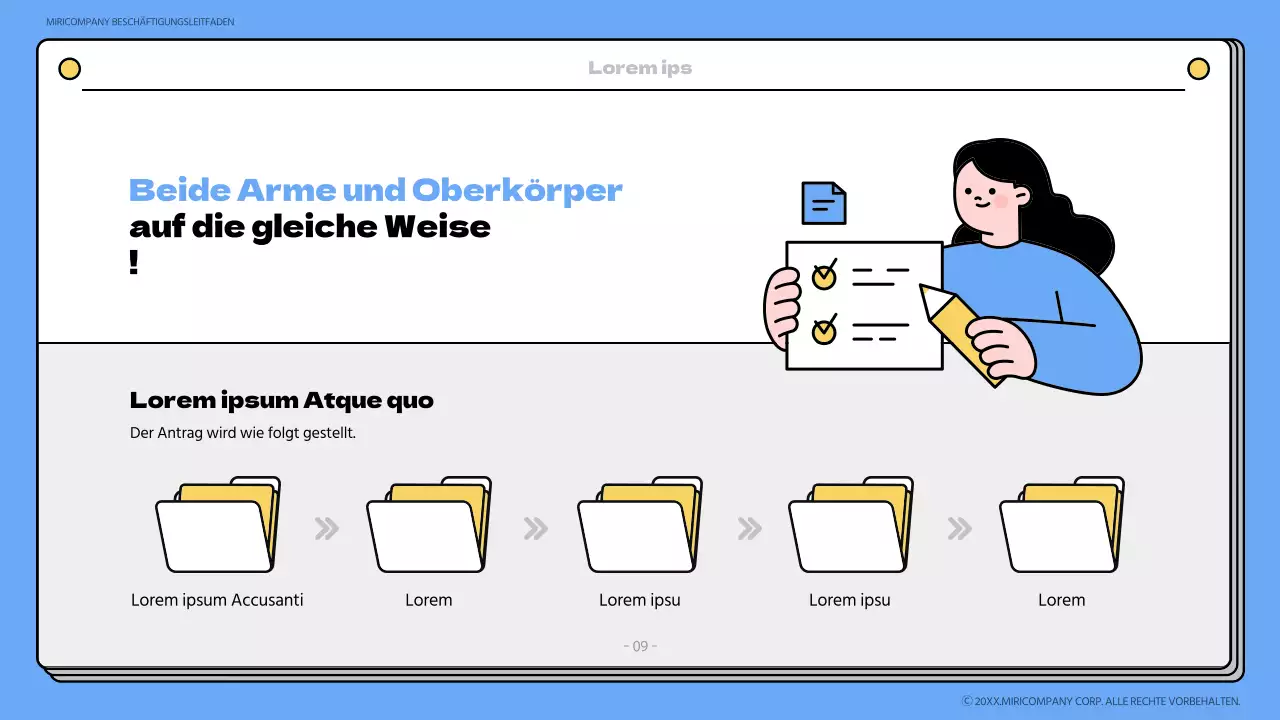 Blaues und gelbes Onboarding-Buch Schulungsmaterial