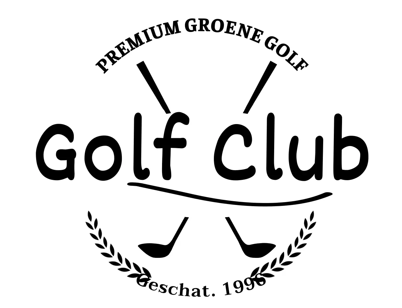 Luxe concept golfclub met golfclubillustratie en handschrift