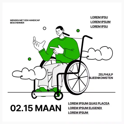Een eenvoudige groen-witte bijeenkomst voor gehandicaptenzorgers promoten