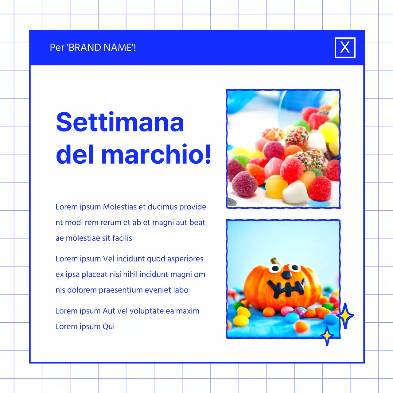 Promuovere il marchio di un dessert blu.