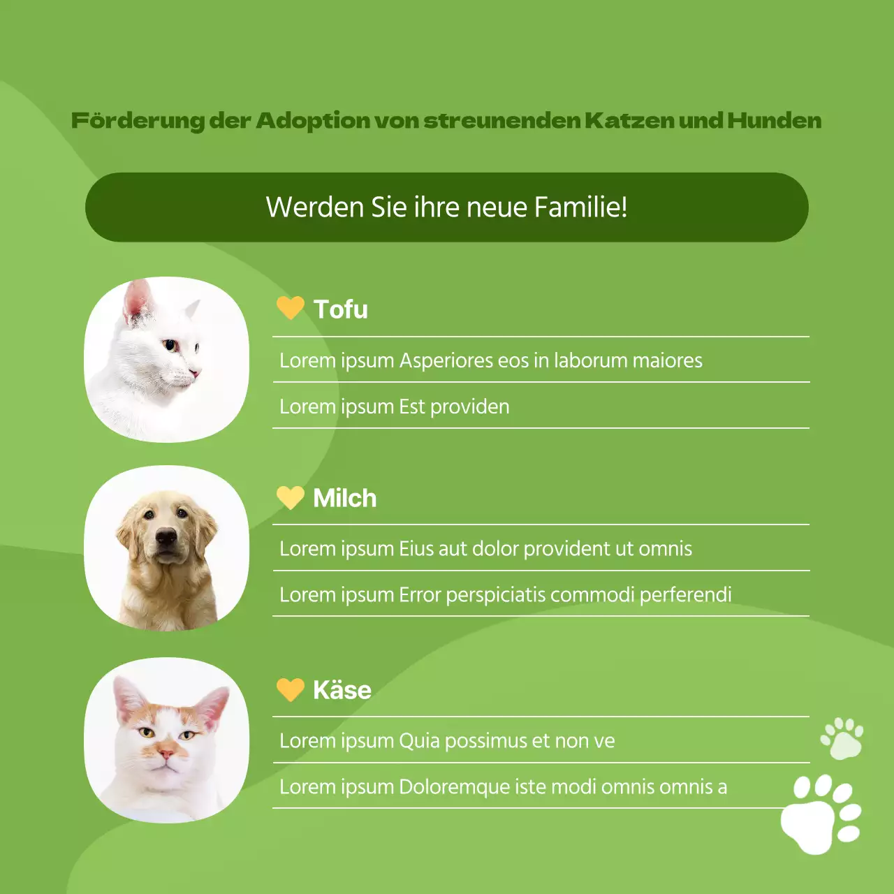 Werben Sie für Ihre Tieradoptionsstelle in orange und niedlichem Stil