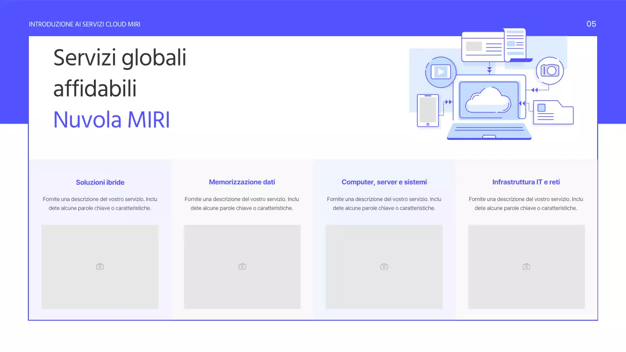 Un semplice prospetto di servizi aziendali in viola