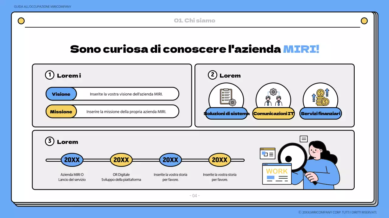 Materiale di formazione del libro di onboarding blu e giallo