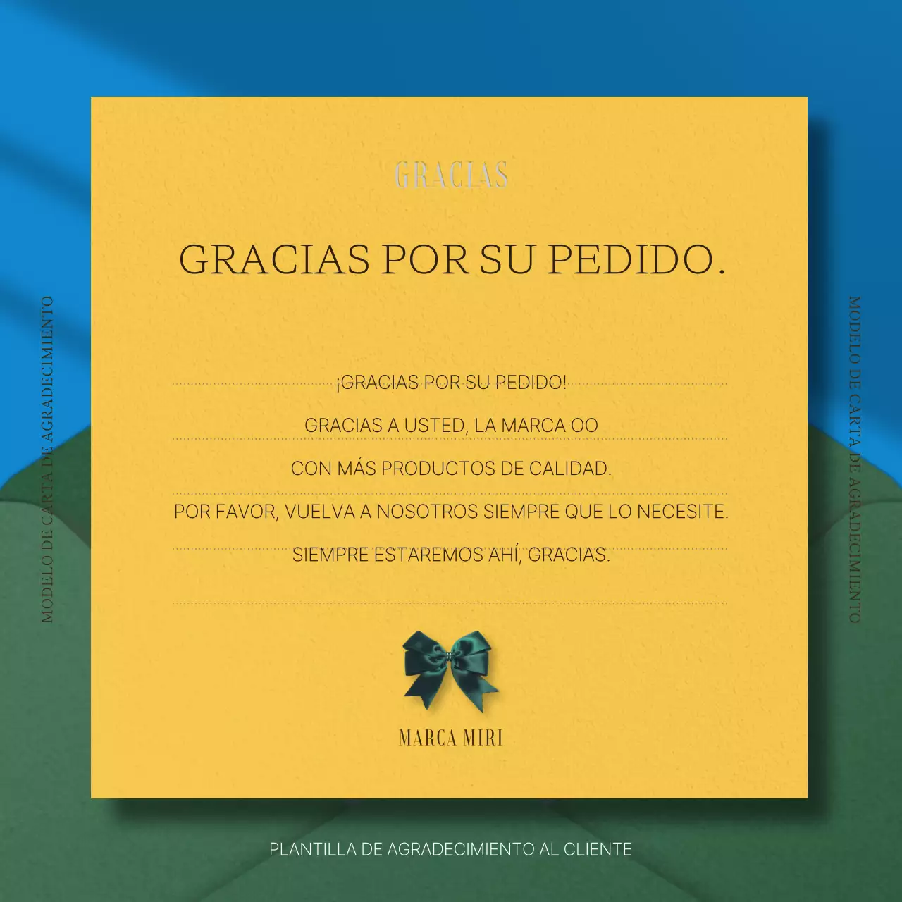 Papelería de agradecimiento moderna en azul y amarillo