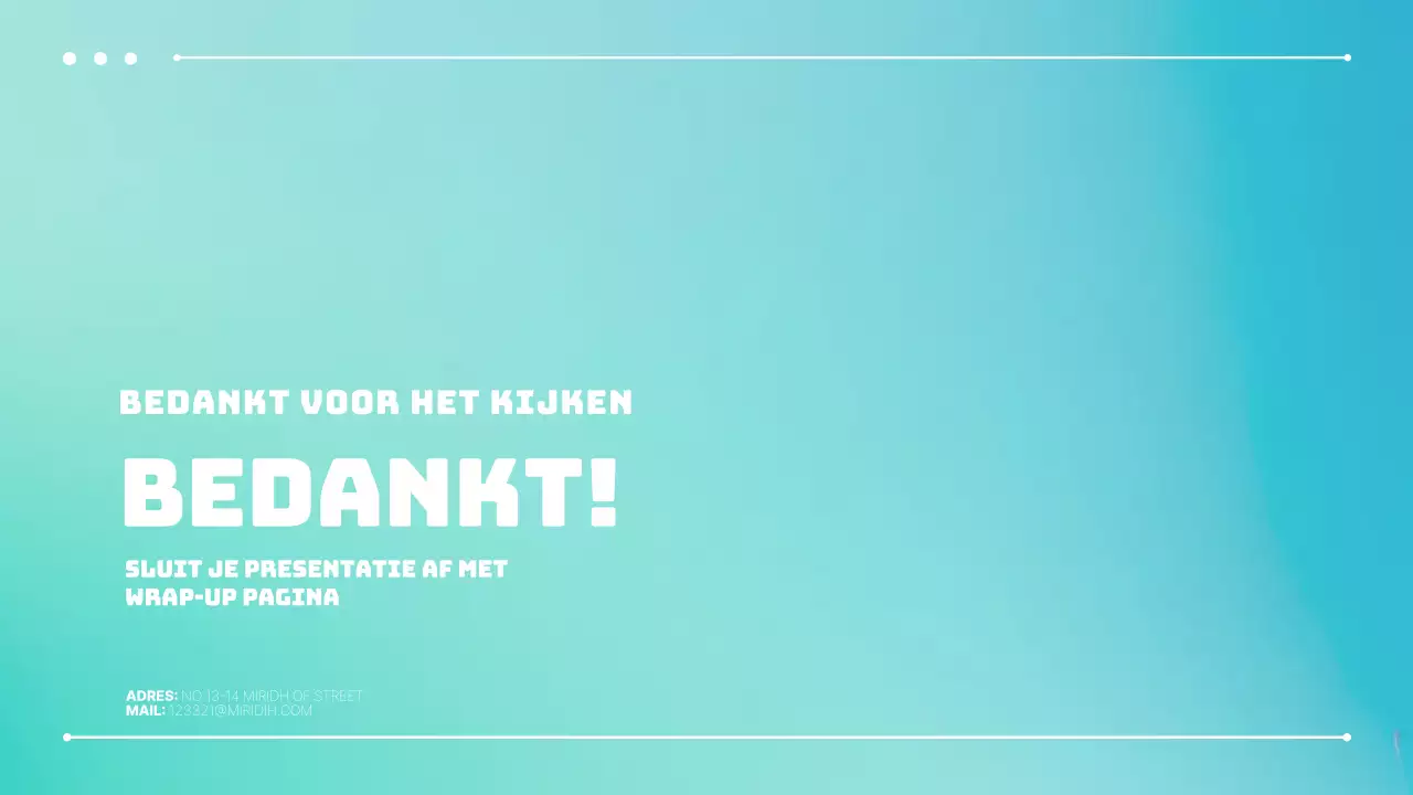 Een eenvoudige zakelijke presentatie in blauw en mint