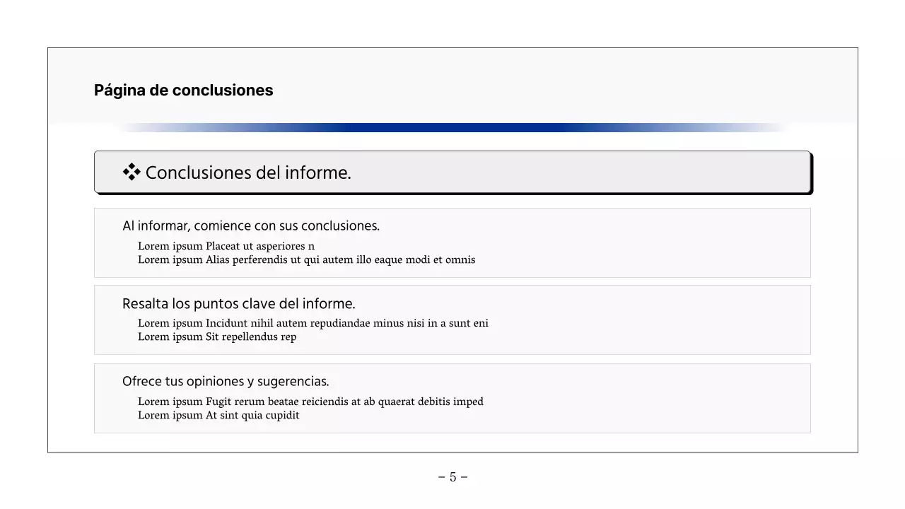 Informe básico imprimible en azul marino y gris