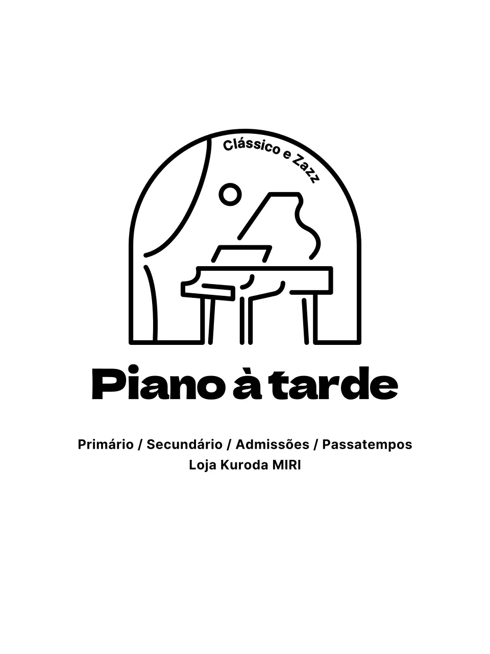 Desenho de escola de piano com ícone de paisagem de piano