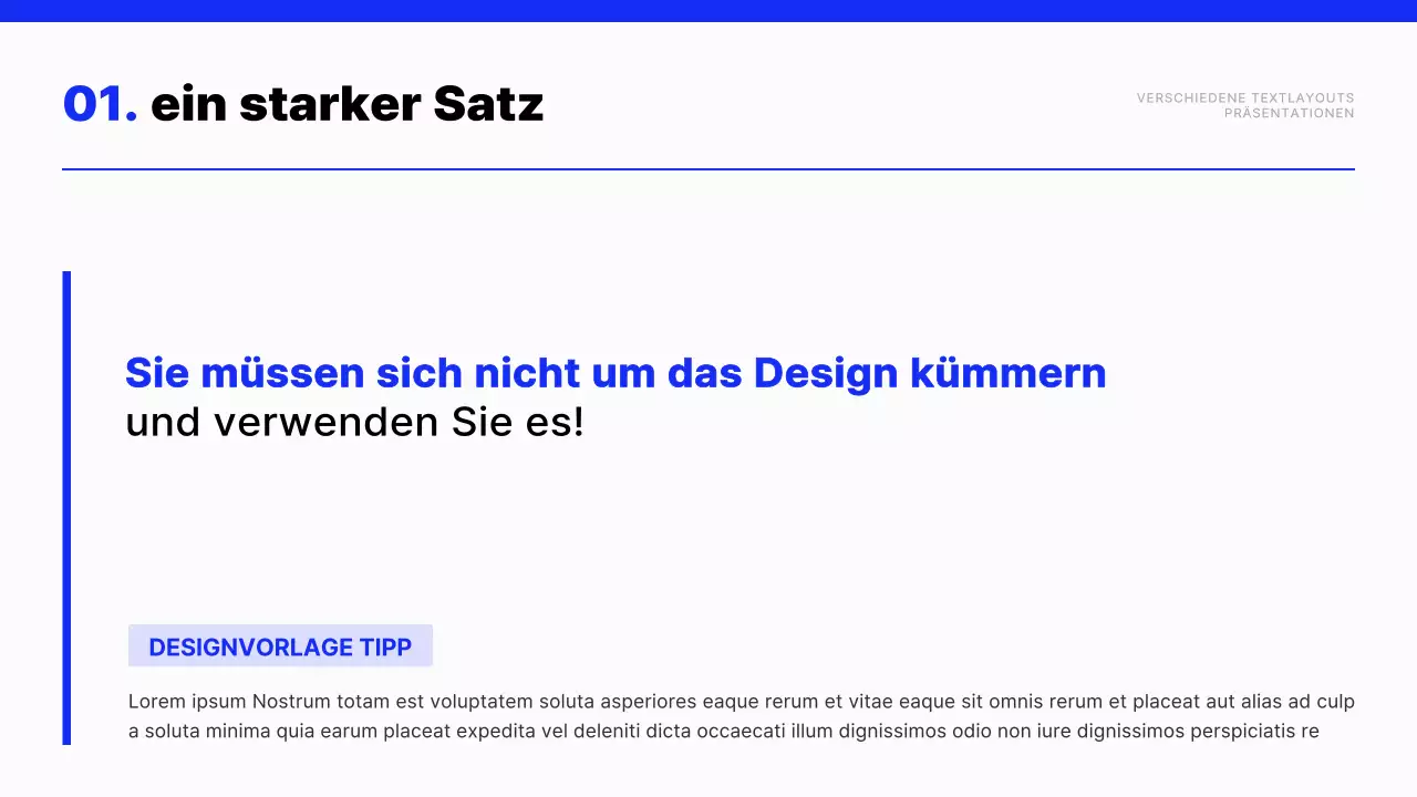 Moderner Text-Layout-Bericht in Blau und Weiß