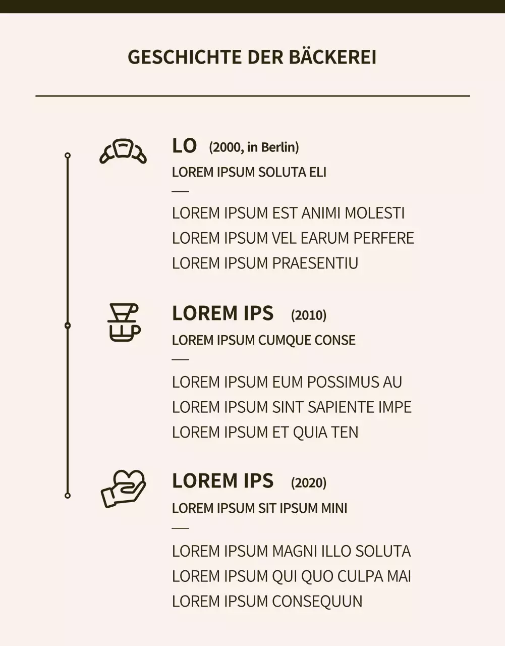 Werben Sie für eine moderne Bäckereiveranstaltung in Schwarz und Beige