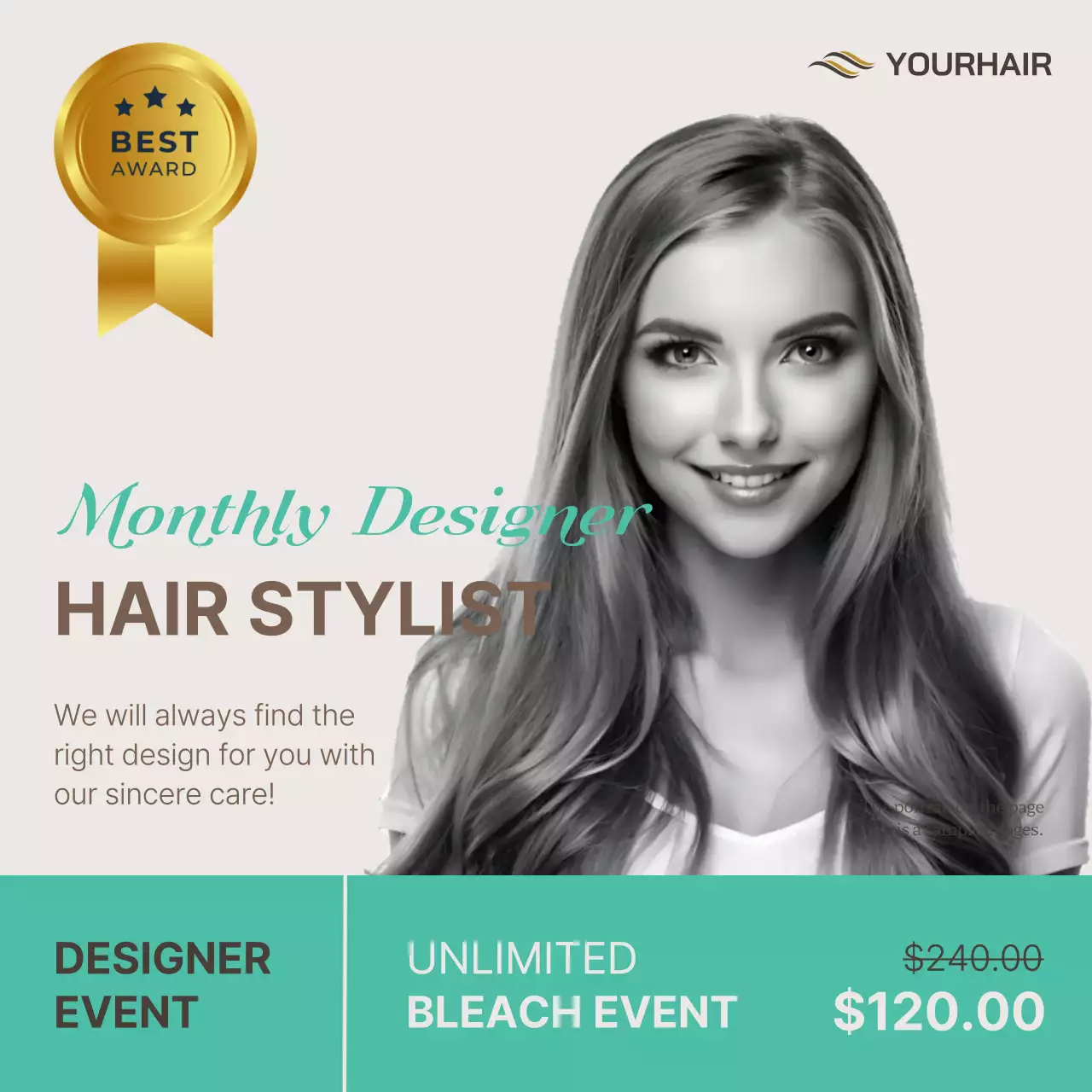 민트 엘레강트 헤어 프로모션 소셜 미디어 게시물