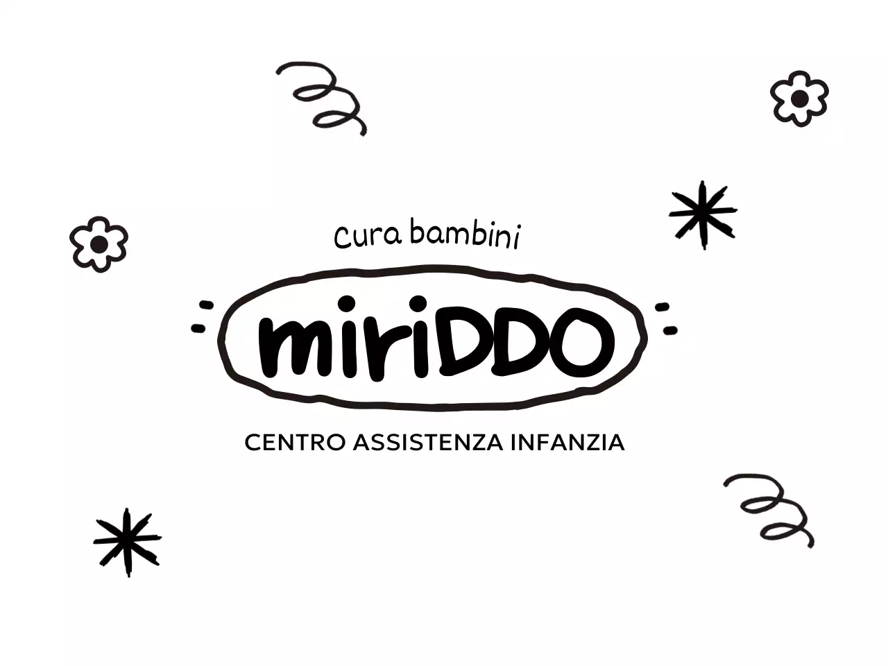 Simpatico concetto di centro di assistenza all'infanzia con grafica disegnata a mano
