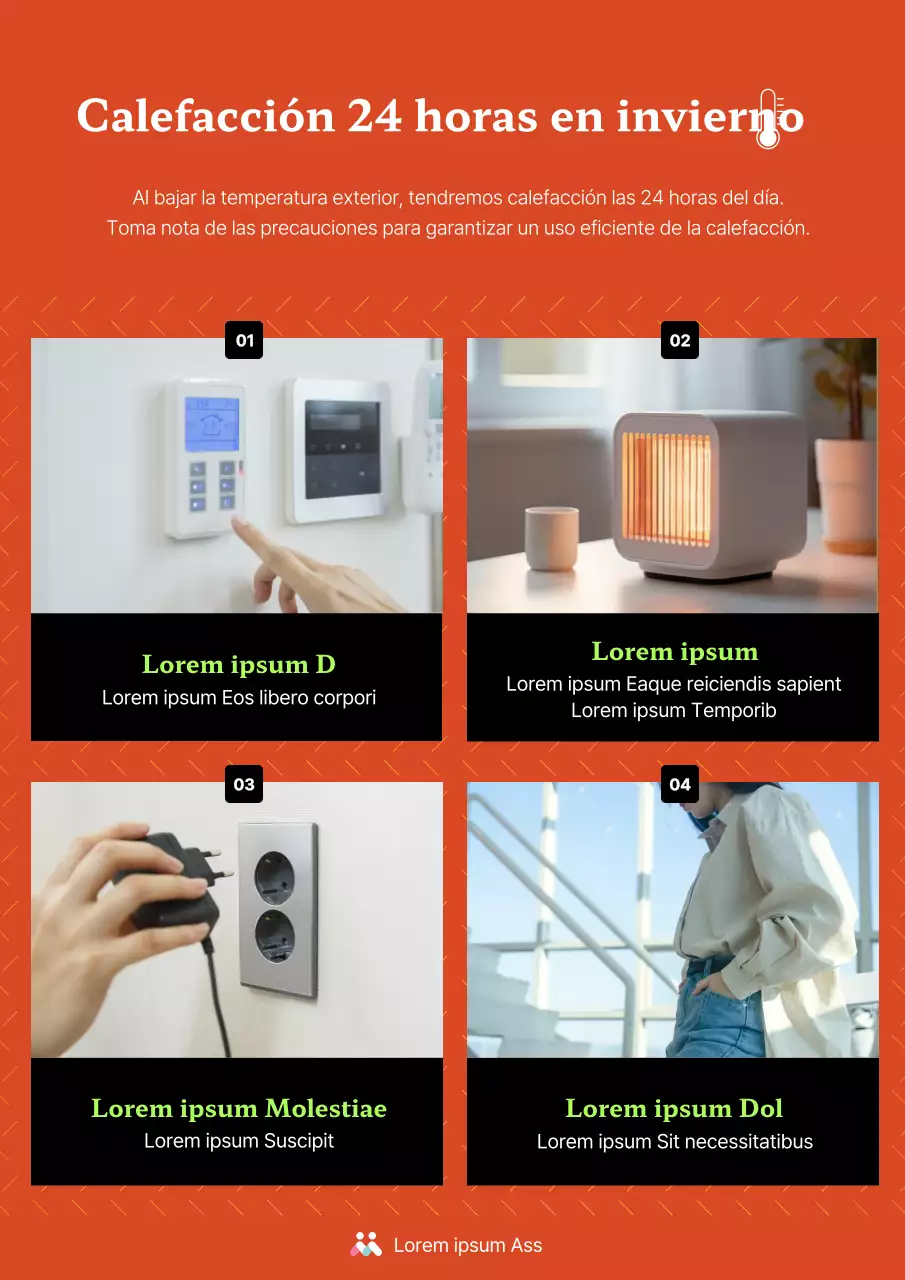 Un moderno aviso de calefacción en naranja