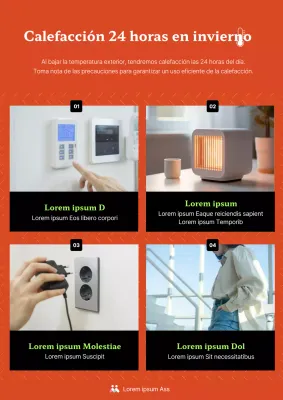 Un moderno aviso de calefacción en naranja