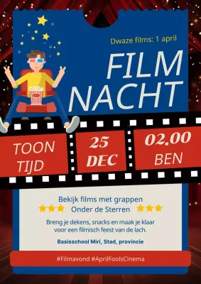 Rood en blauw charmante april-filmavond promotie
